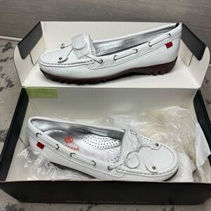 NIB MARC JOSEPH Cypress Hill Golf Loafers in White Tumbled Grainy